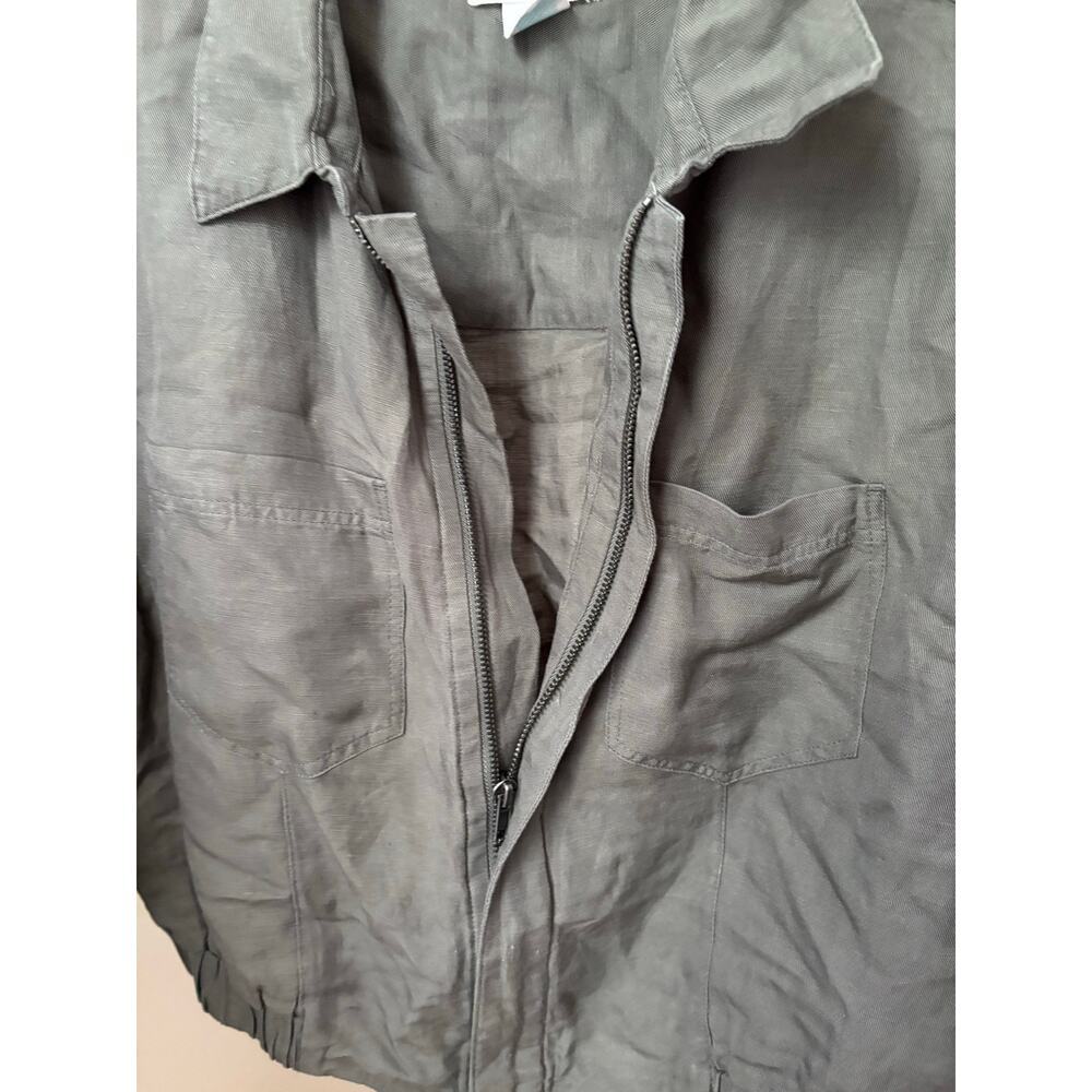 Cynthia Rowley Utility Jacket Womens Medium Olive Green Zip Front Lightweight - Picture 5 of 7